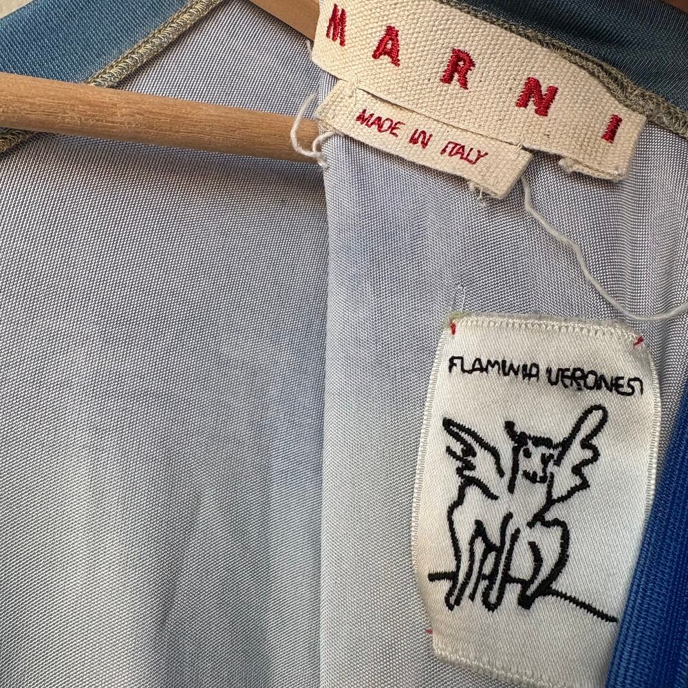 Marni Dress Ombre Multicolor‎ Short Sleeve Midi Dress w Front Slit Size 46/US 10 - Picture 7 of 11